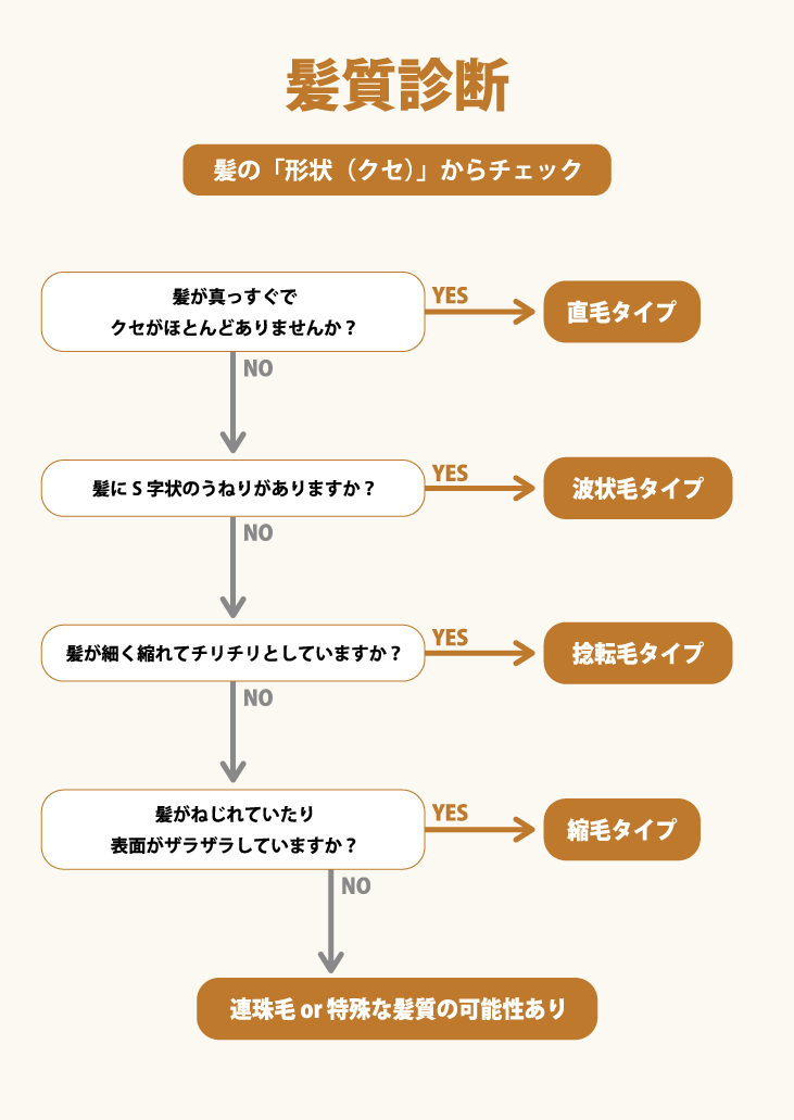 髪の形状・クセから髪質を診断する質問画像